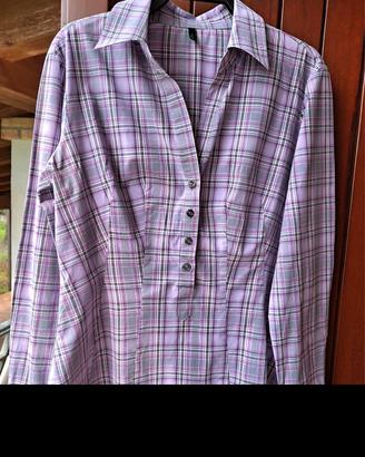 camicia donna tg 44 viola, lilla bianco Benetton 