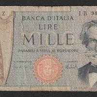 Italia -banconota circolata da 1000 Lire Verdi '73