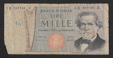 Italia -banconota circolata da 1000 Lire Verdi '73