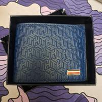 portafoglio tommy hilfiger blu, motivo in rilievo 