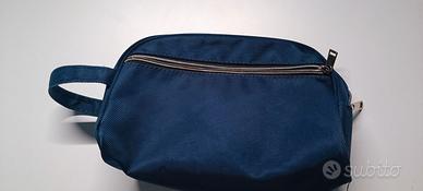 Pochette / Beauty case blu con doppia zip
