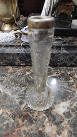 Porta fiori vintage in argento e cristallo