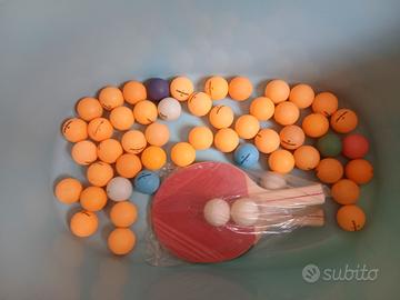53 palline ping usate +2 racchette 
