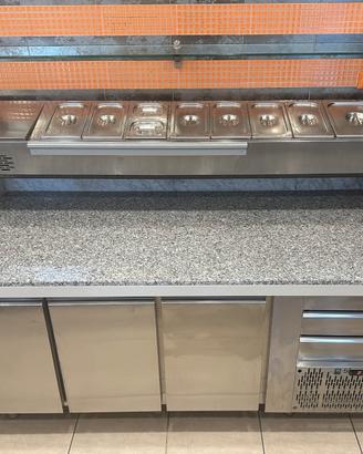 Banco pizza refrigerato con vetrina da 2100 inox