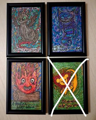 set quadretti Dragon Trainer, Stregatto, Calcifer 