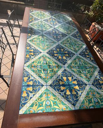 Tavolo con ceramiche di Vietri