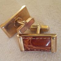 Fermacravatte e gemelli  vintage  in coccodrillo