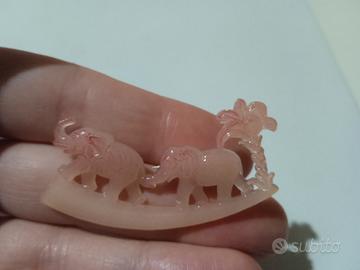 Spilla 2 elefanti e albero rosa modello vintage 