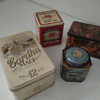 Set scatole latta antiche whisky caffe thè biscott