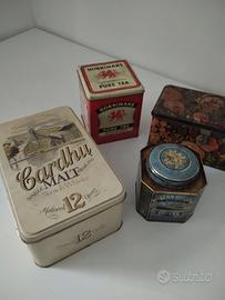 Set scatole latta antiche whisky caffe thè biscott