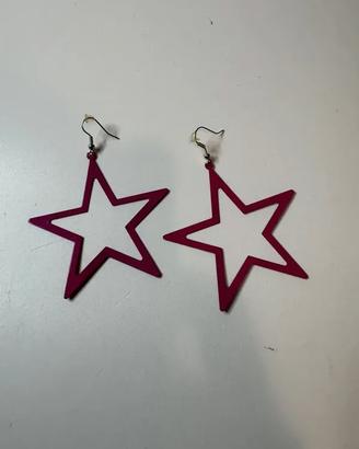 Orecchini pendenti a forma di stella fucsia