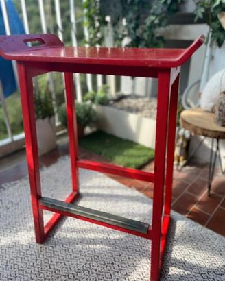 2 sgabelli alti legno rosso