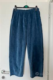Pantaloni donna nuovi velluto blu