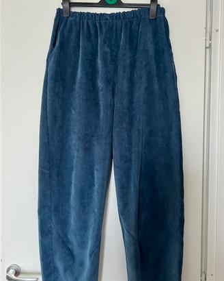 Pantaloni donna nuovi velluto blu