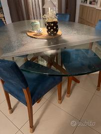 Tavolo cristallo  con 4 sedie