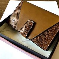 Portafoglio donna in pelle e rettile, NUOVO