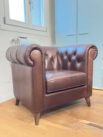 Poltrona Chersterfield vero cuoio