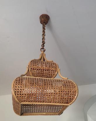 Lampadario bambù e vimini