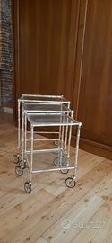 Tavolini Nido vintage con Ruote Placcati Argento