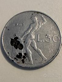 Moneta 50 lire 1963 errore di conio