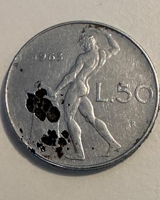 Moneta 50 lire 1963 errore di conio