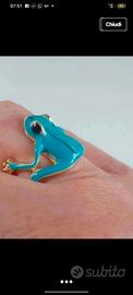 anello vintage smaltato a forma di ranocchia celes