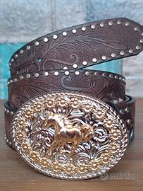 Cintura nuova country style con fibbia cavallo