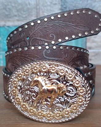 Cintura nuova country style con fibbia cavallo