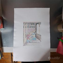Serigrafia Acquaforte acquerellat Paolo De Santi
