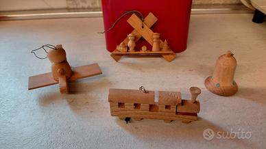 Set 4 Addobbi Natalizi Legno