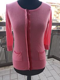 Cardigan rosa a maniche 3/4 tg S