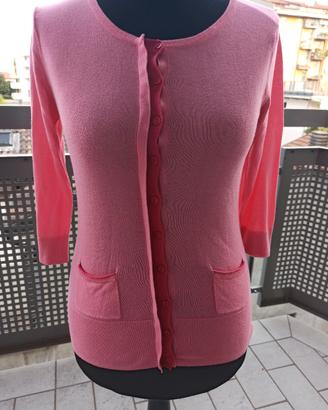 Cardigan rosa a maniche 3/4 tg S