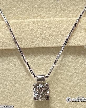 COLLANA PUNTO LUCE ORO 18kt. CON DIAMANTE 0,35