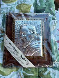 Quadro Padre Pio Argento 925 Cri.Sal. - Nuovo