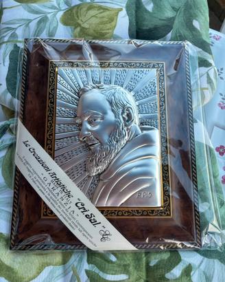 Quadro Padre Pio Argento 925 Cri.Sal. - Nuovo