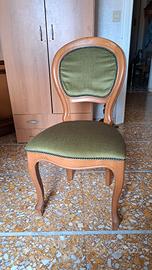 6 Sedie vintage in legno con seduta verde