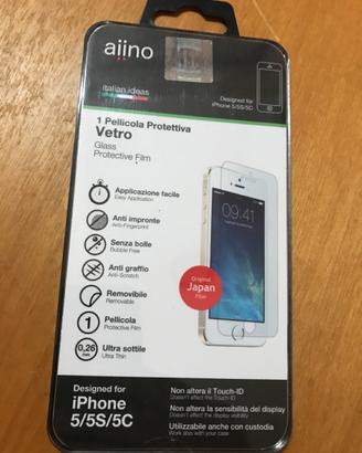 Pellicola protettiva in vetro per IPhone 5/5S/5C