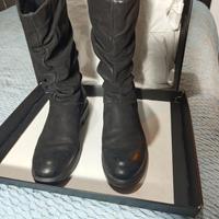 Stivali donna pelle nero scamosciato bassi