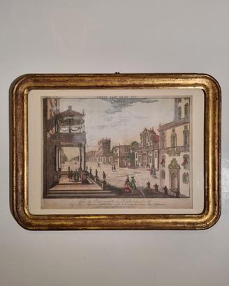 Stampa antica fine 1700 con cornice legno d'orato