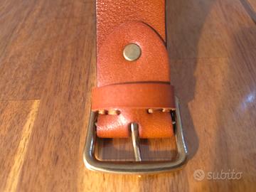Cintura Uomo in Pelle Marrone con Fibbia Vintage