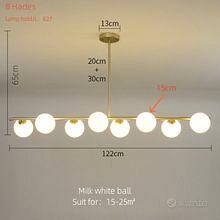 Lampadario grande design moderno, dorato con sfere