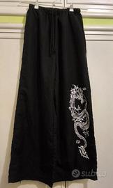 Pantaloni orientali neri con drago