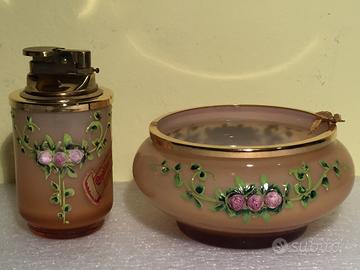 Servizio fumo vintage in vetro opalino-Francia