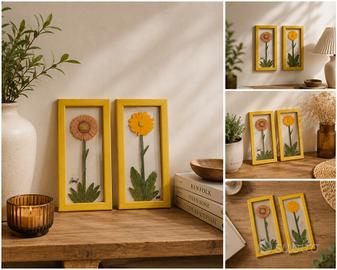 Set quadretti vintage con fiori veri pressati