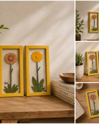 Set quadretti vintage con fiori veri pressati