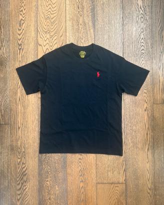 T-shirt Ralph Lauren nera logo rosso