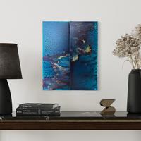Coppia quadri astratti blu e sfumature
