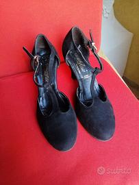 Scarpe con tacco nere, scamosciate, n.39