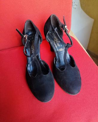 Scarpe con tacco nere, scamosciate, n.39