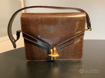 Borsa vintage pitone lucido originale fibbia oro